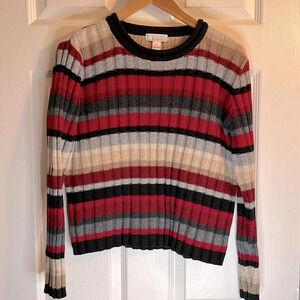 🍁Vtg Christopher & Banks sweater women’s S striped multicolour ribbed